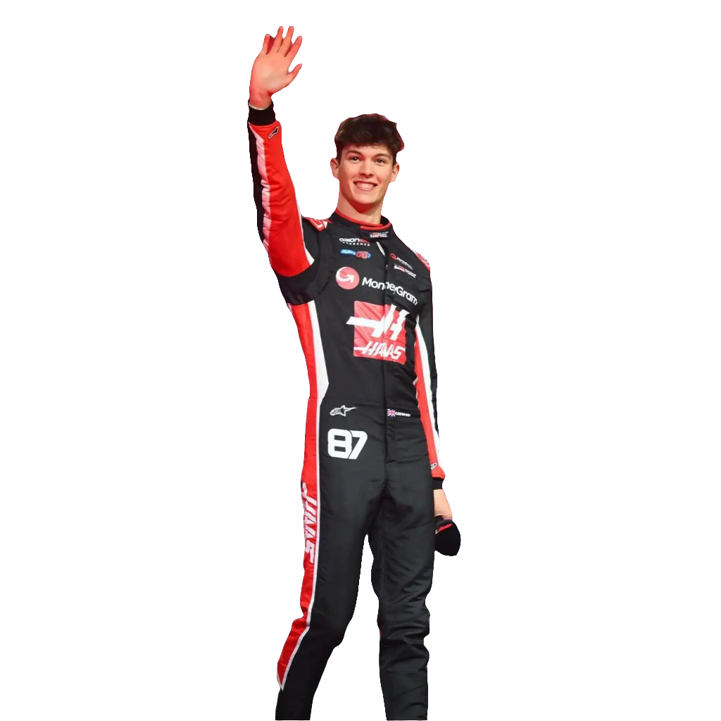 New 2025 Esteban Ocon & Oliver Bearman MoneyGram Haas F1 Team Replica Racing Suit Endless Racegear