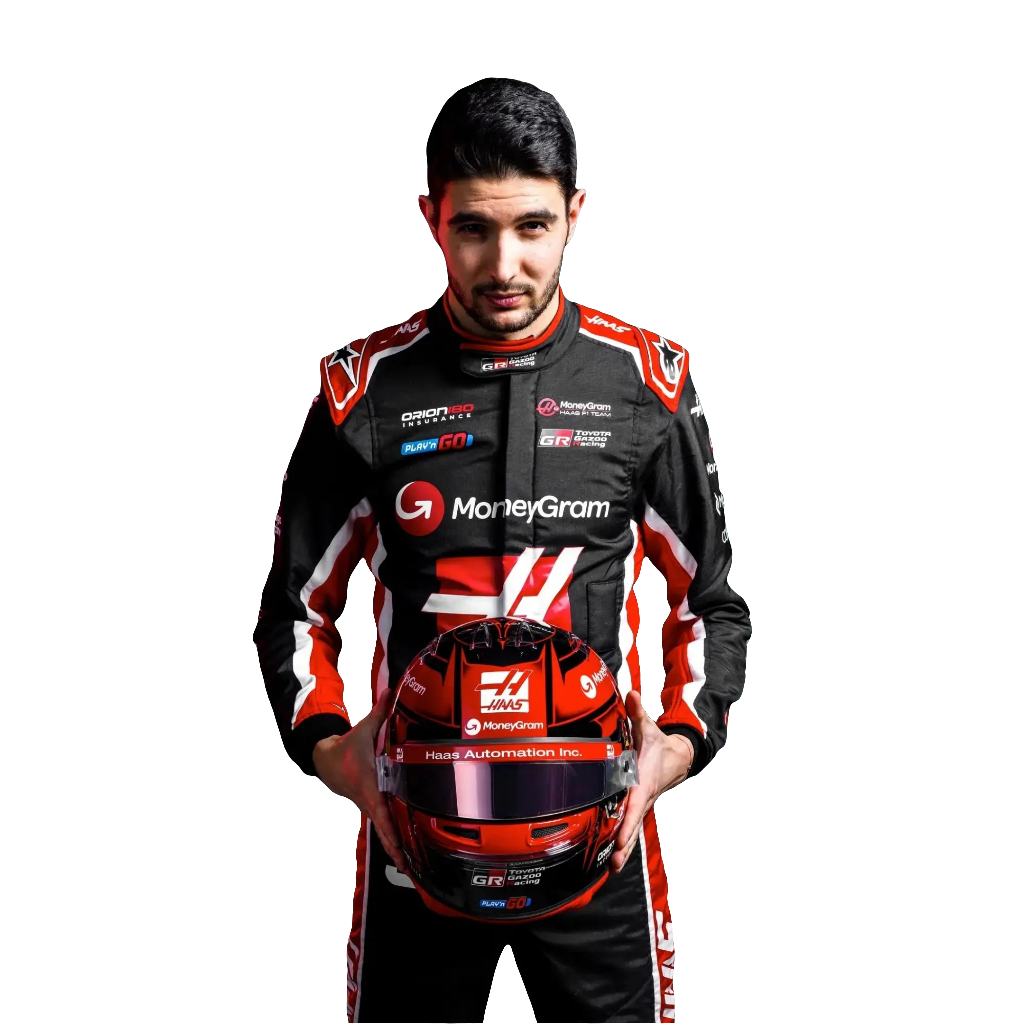 New 2025 Esteban Ocon & Oliver Bearman MoneyGram Haas F1 Team Replica Racing Suit Endless Racegear