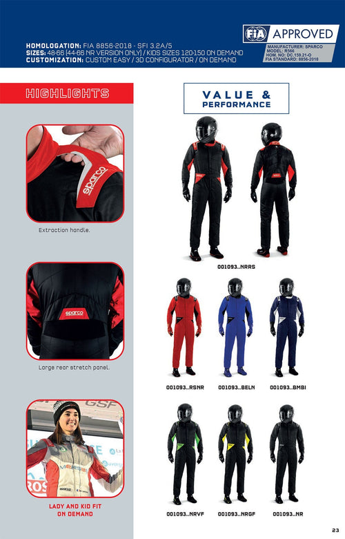 001093 Sparco Sprint Suit Entry Level Fireproof Race Rally Kart FIA 8856-2018 Sparco
