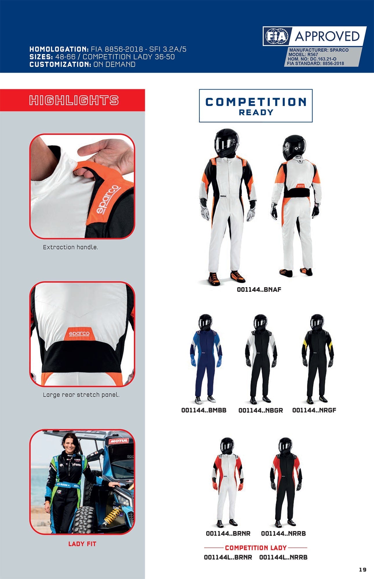 001144 Sparco Competition Suit Overalls Fireproof for Race Rally FIA 8856-2018 Sparco