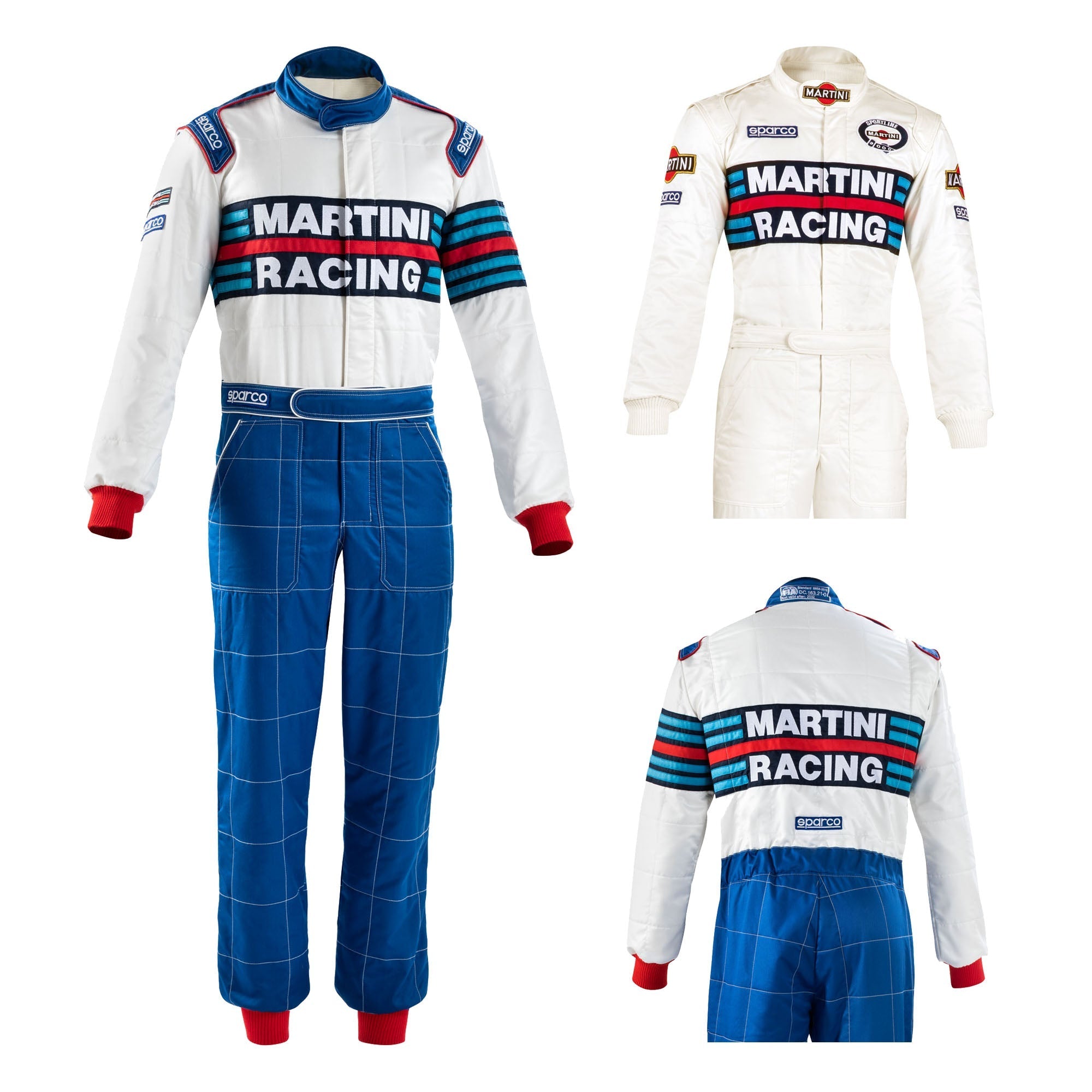001144MR Sparco Martini Racing Classic Retro Rally Suit Fireproof FIA 8856-2018 Sparco
