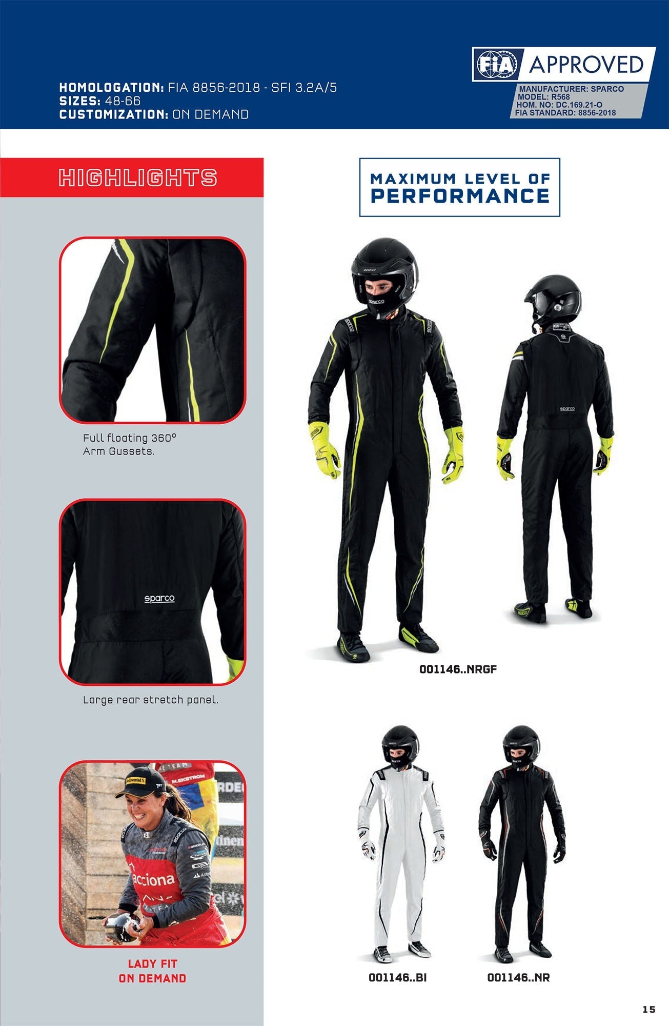 001146 Sparco Prime Race Suit Fireproof FIA 8856-2018 Professional Racing Driver Sparco