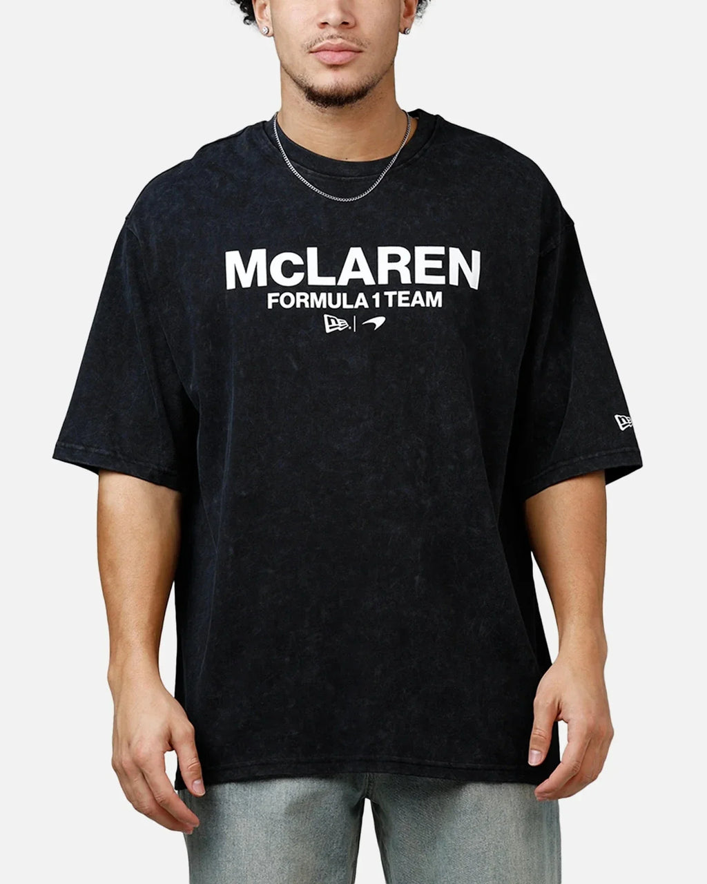 McLaren F1 x New Era Washed Logo T-Shirt - Stone/Black T-shirts McLaren-Castore XS Black 