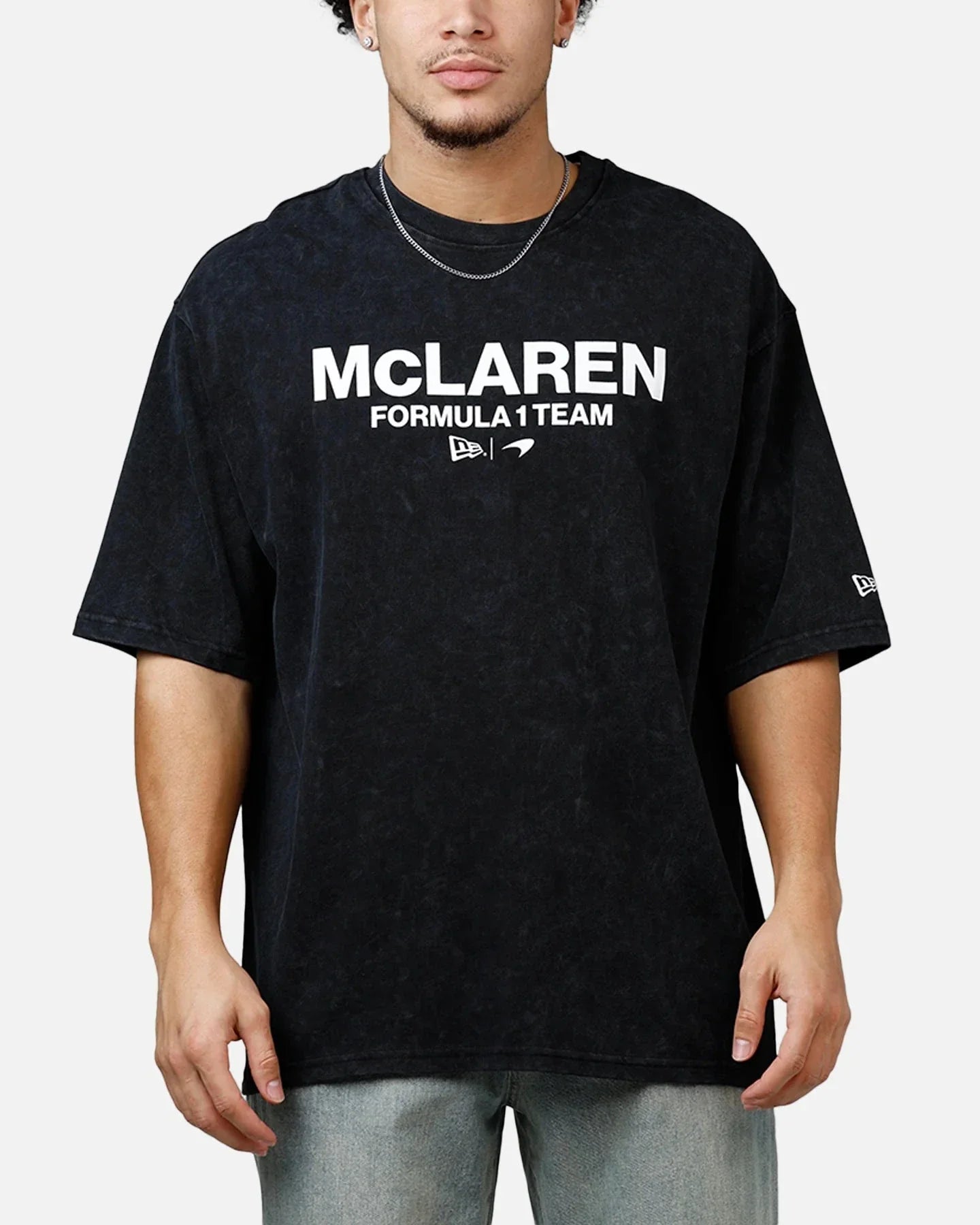 McLaren F1 x New Era Washed Logo T-Shirt - Stone/Black T-shirts McLaren-Castore XS Black 