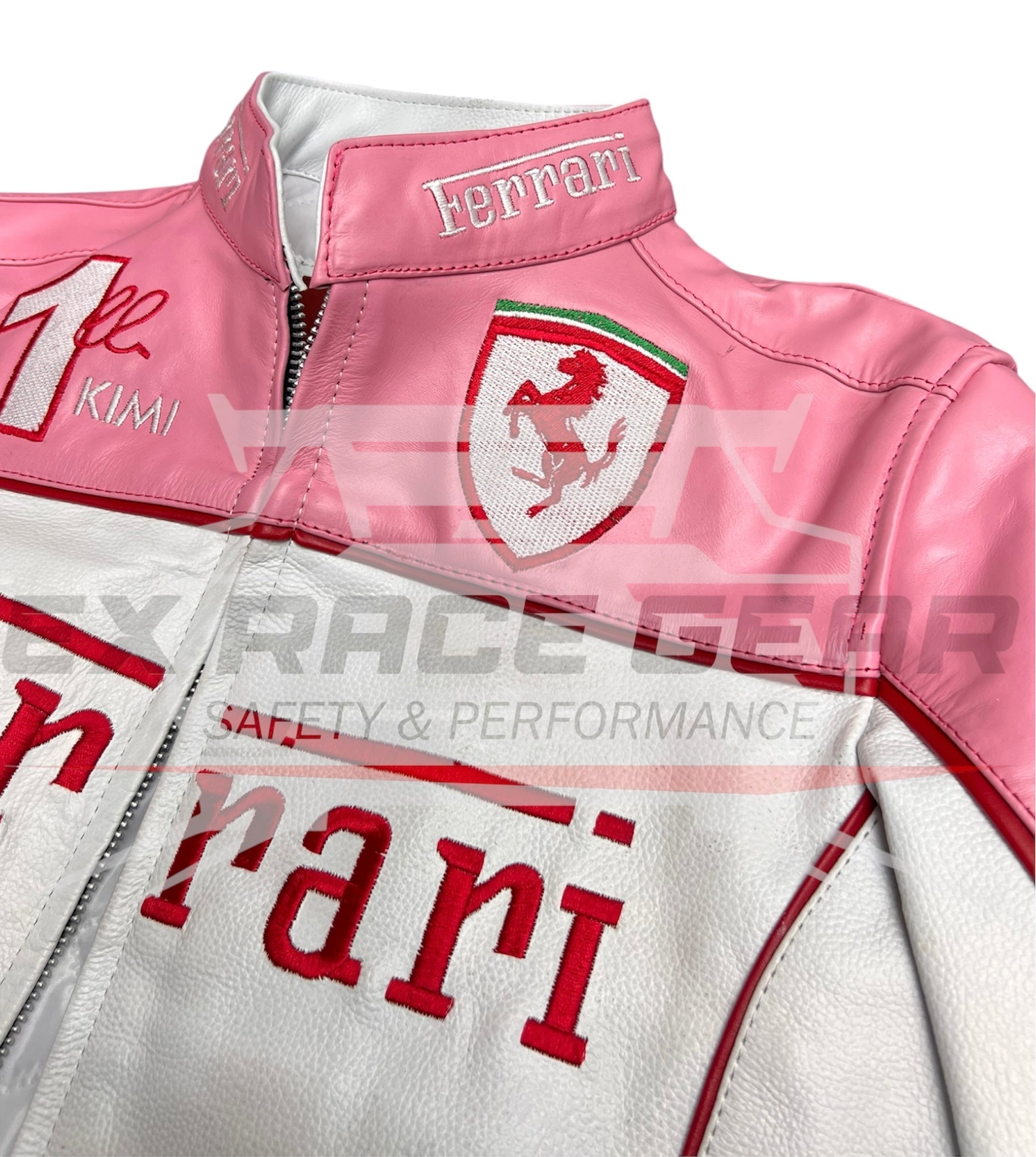 Ferrari Pink Leather F1 Racing Jacket – Vintage Edition Ex Race Gear
