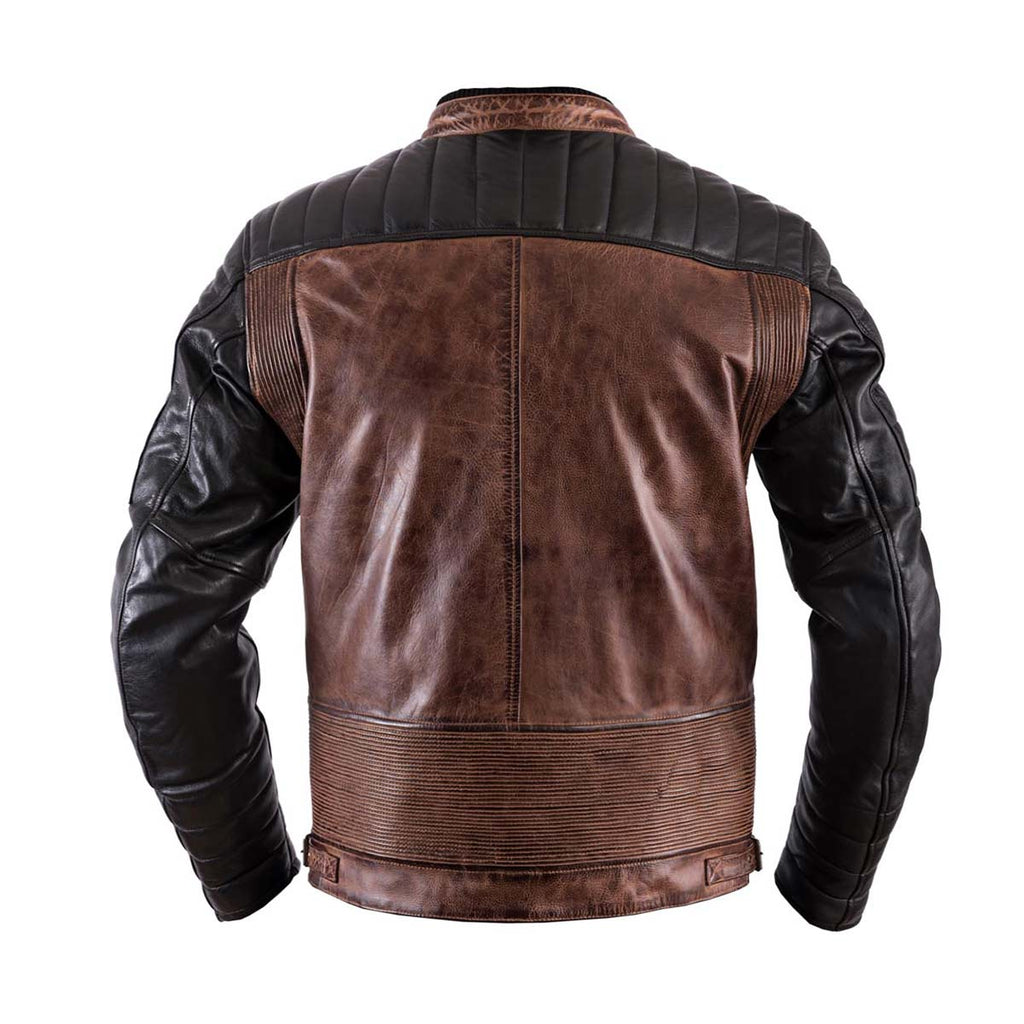 Helstons Cruiser Camel-Black Leather Motorcycle Jacket