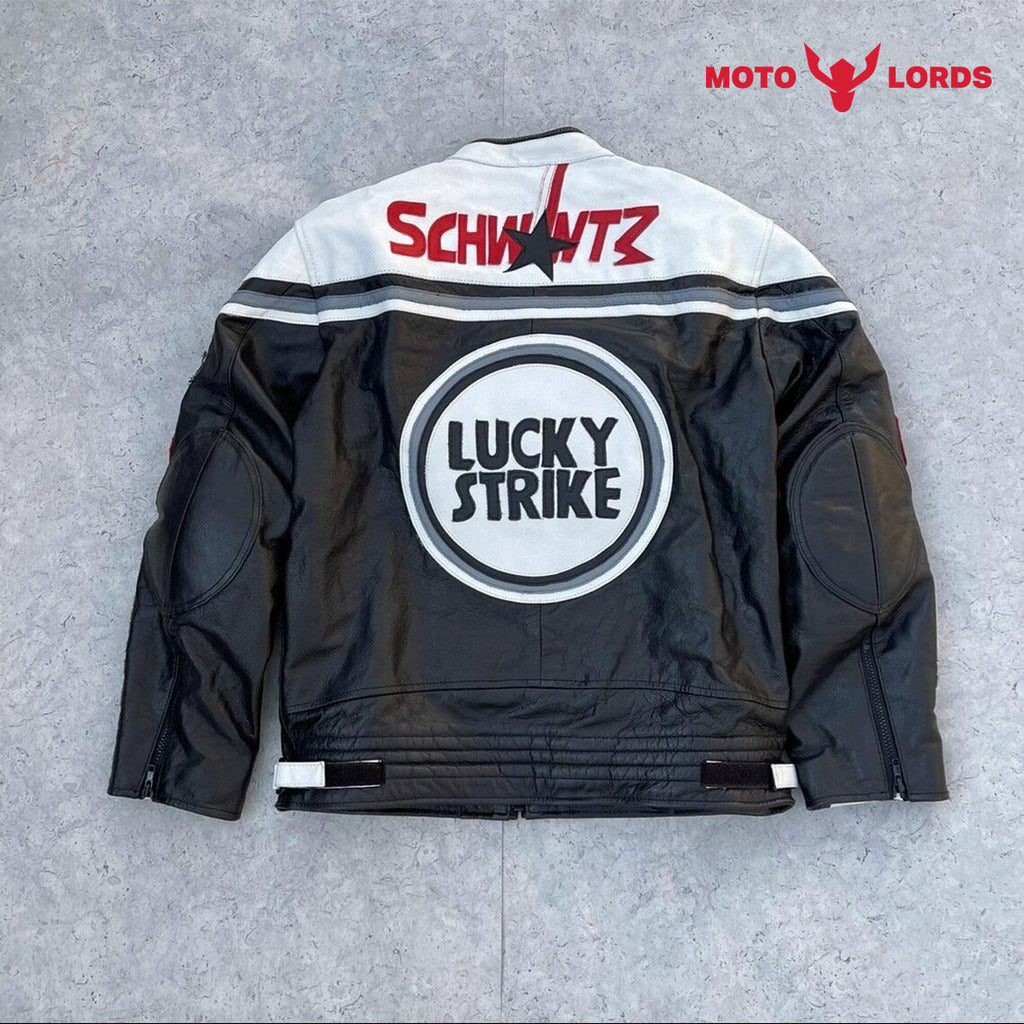 Lucky Strike White Leather Jacket Unisex Endless Racegear
