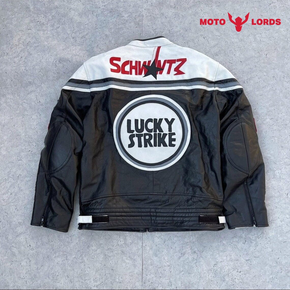 Lucky Strike White Leather Jacket Unisex Endless Racegear
