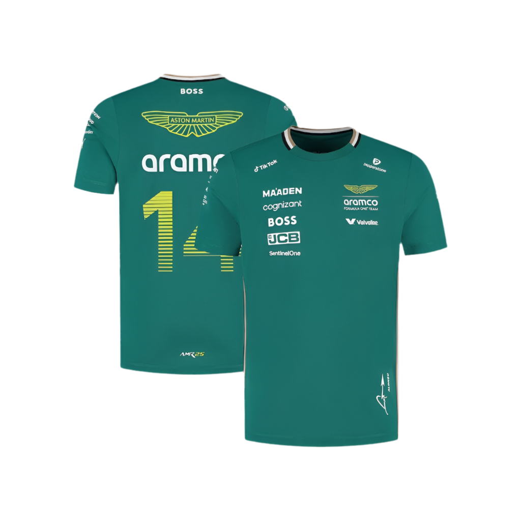 Aston Martin Aramco Cognizant F1 2025 Fernando Alonso Team Driver T-Shirt Endless Racegear
