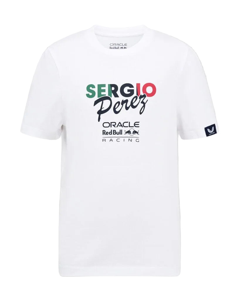 Red Bull Racing F1 Kids Sergio "Checo" Perez Flag T-Shirt - Youth White Red Bull Racing