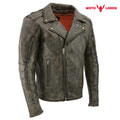 Rider's Choice ML71578 Men's Distressed Brown Triple Stitched' Beltless Motorcycle Leather Jacket Endless Racegear