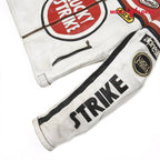 Lucky Strike Leather Jacket in Red and White Endless Racegear