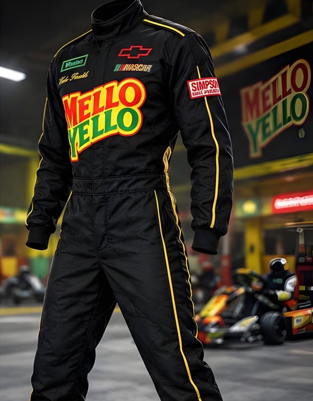 Mellow Yellow Go-Kart Racing Suit, Personalized Motorsport Costume (Adults & Kids) Endless Racegear