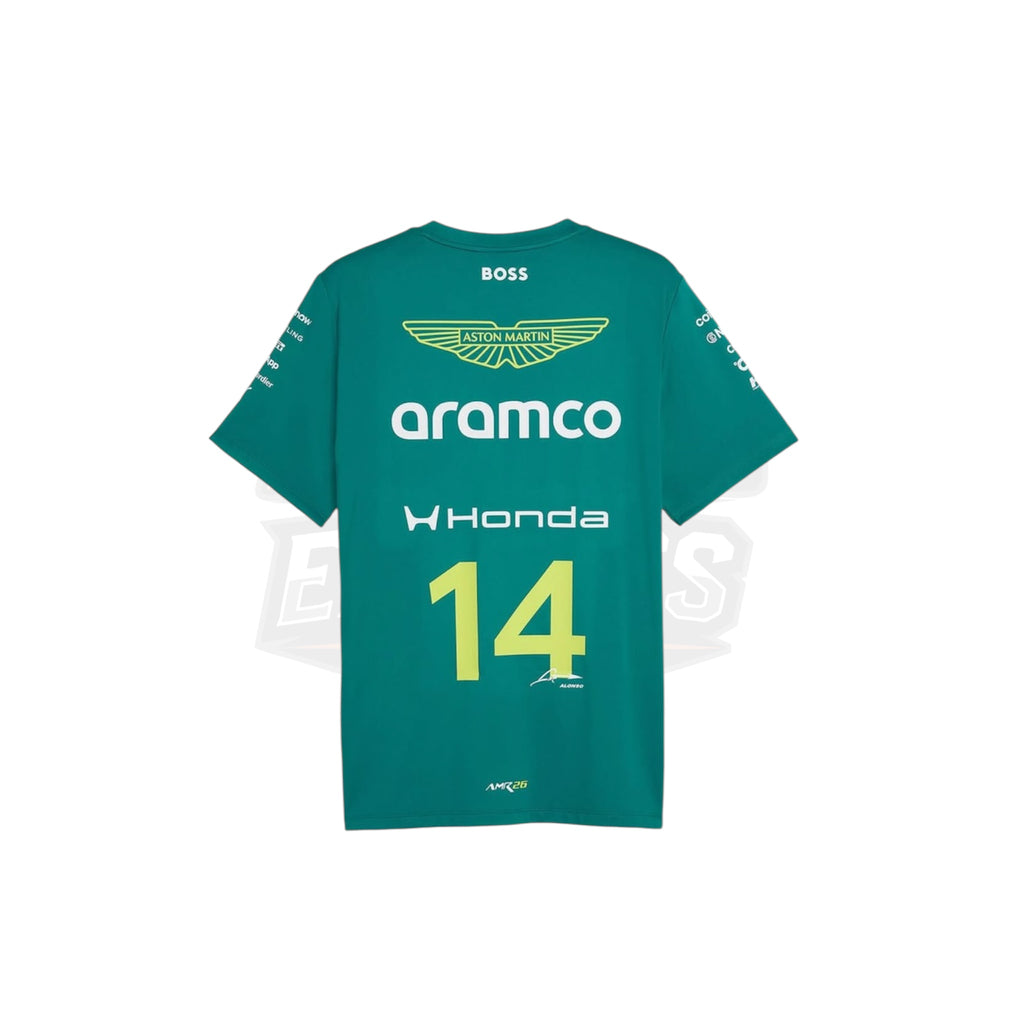 2026 Aston Martin Aramco F1 Fernando Alonso Team Driver Replica T-Shirt Endless Racegear