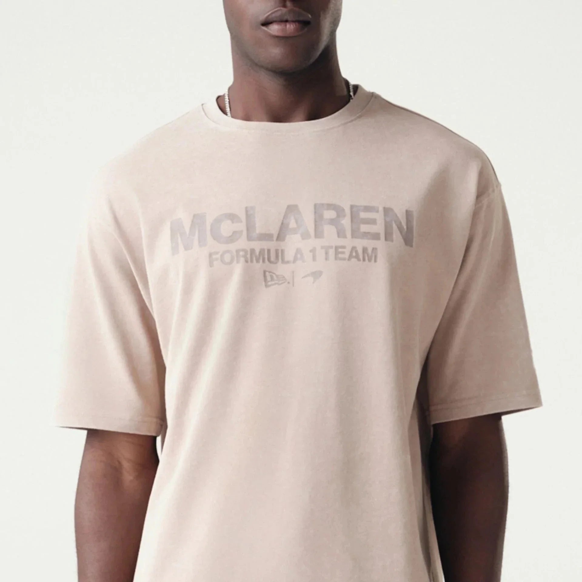 McLaren F1 x New Era Washed Logo T-Shirt - Stone/Black T-shirts McLaren-Castore XS Beige 