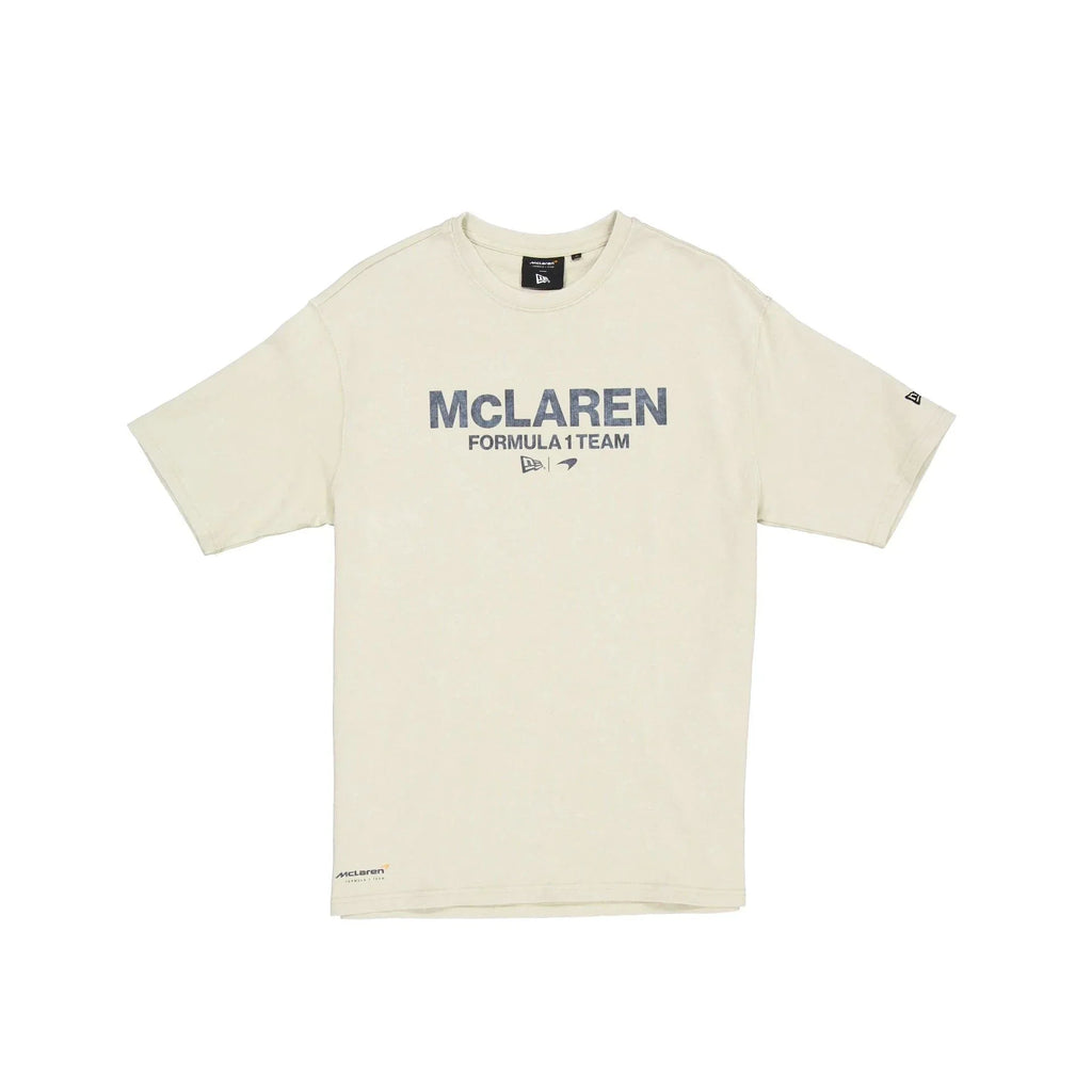 McLaren F1 x New Era Washed Logo T-Shirt - Stone/Black/White T-shirts McLaren-Castore XS Beige 