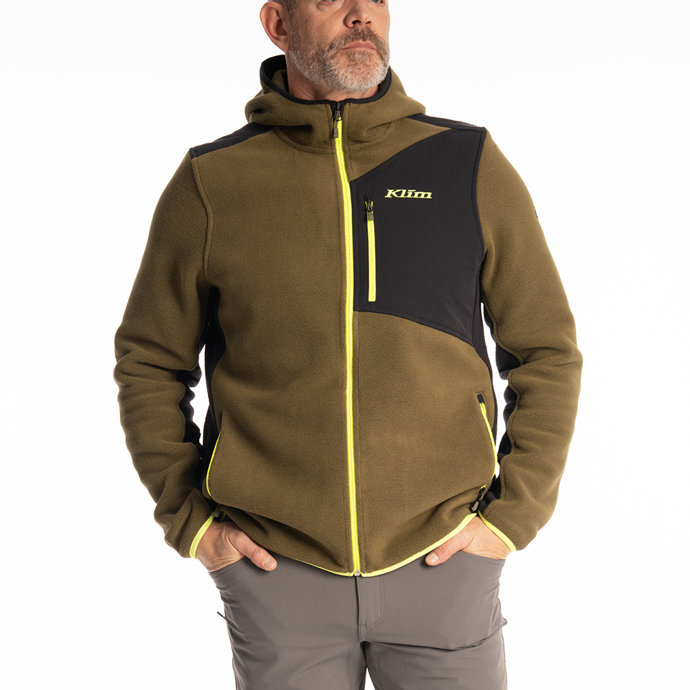 [Color:::Dark Olive - Black] Klim Teton Crest Fleece Hoodie