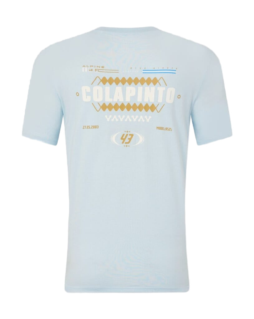 Alpine Racing F1 Franco Colapinto Relaxed Fit T-Shirt- White/Blue Ice T-shirts Alpine XS Blue 