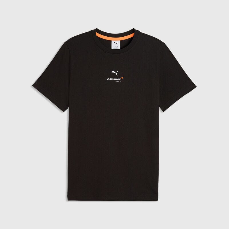 McLaren F1 Essentials Small Logo T-Shirt - Puma Black/Papaya/White Glow Heather T-shirts McLaren XS Black 