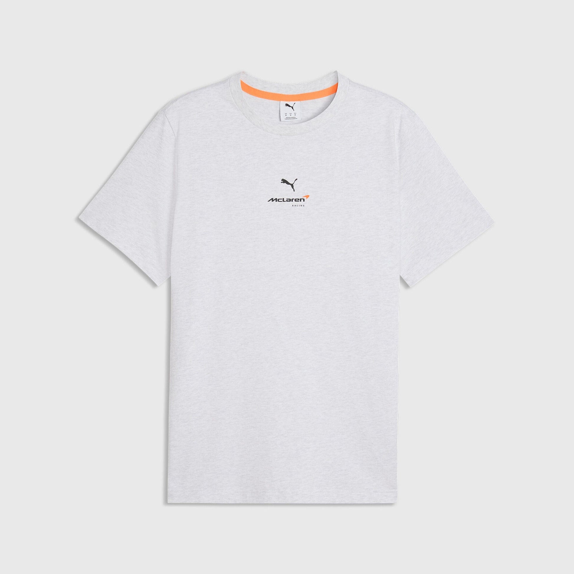 McLaren F1 Essentials Small Logo T-Shirt - Puma Black/Papaya/White Glow Heather T-shirts McLaren XS White 
