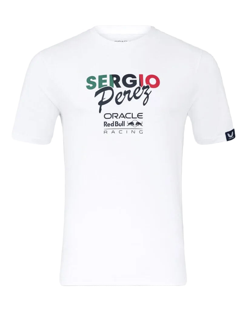 Red Bull Racing F1 Sergio "Checo" Perez Flag T-Shirt - White/Navy T-shirts Red Bull Racing XS White 