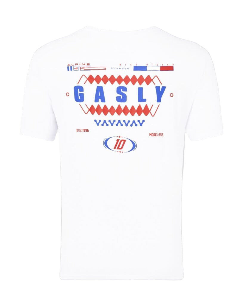 Alpine Racing F1 Pierre Gasly Relaxed Fit T-Shirt- White/French Navy T-shirts Alpine XS White 