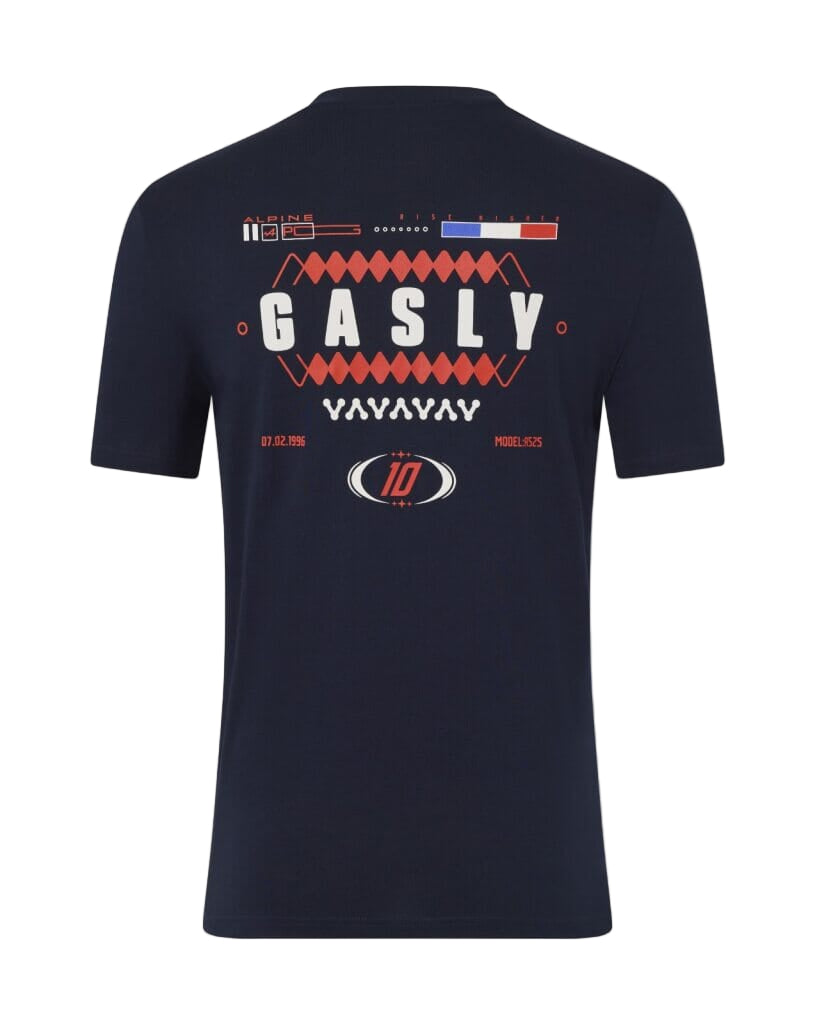 Alpine Racing F1 Pierre Gasly Relaxed Fit T-Shirt- White/French Navy T-shirts Alpine XS Navy 