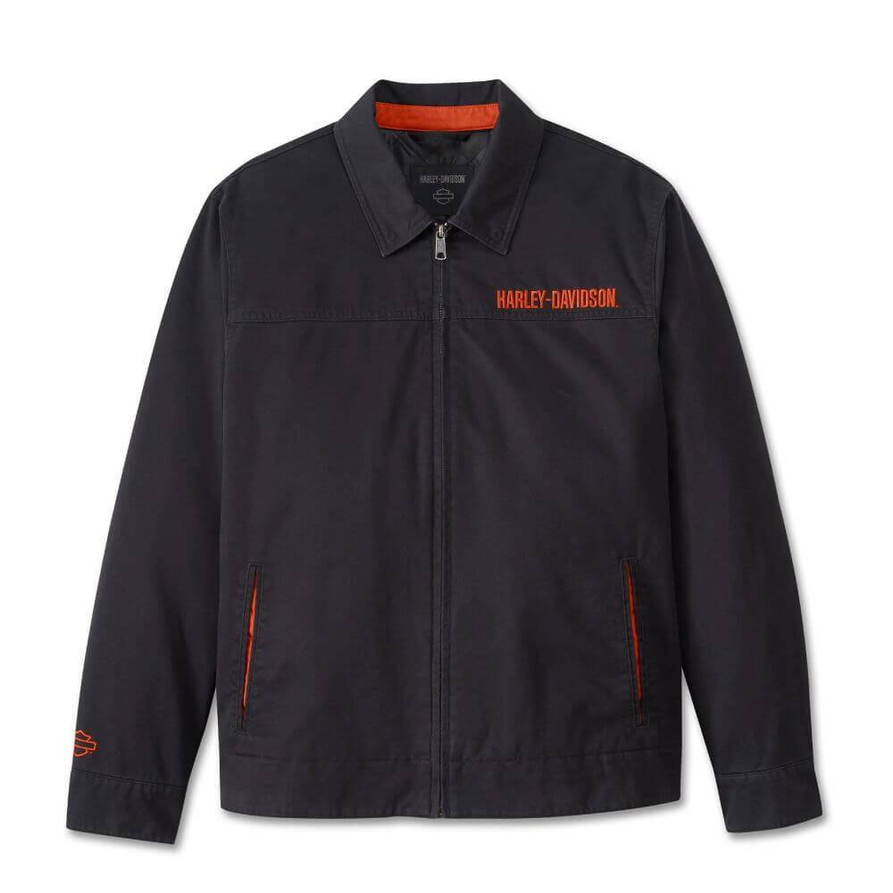Harley-Davidson Men's Bar Font Jacket Black / Orange Endless Racegear