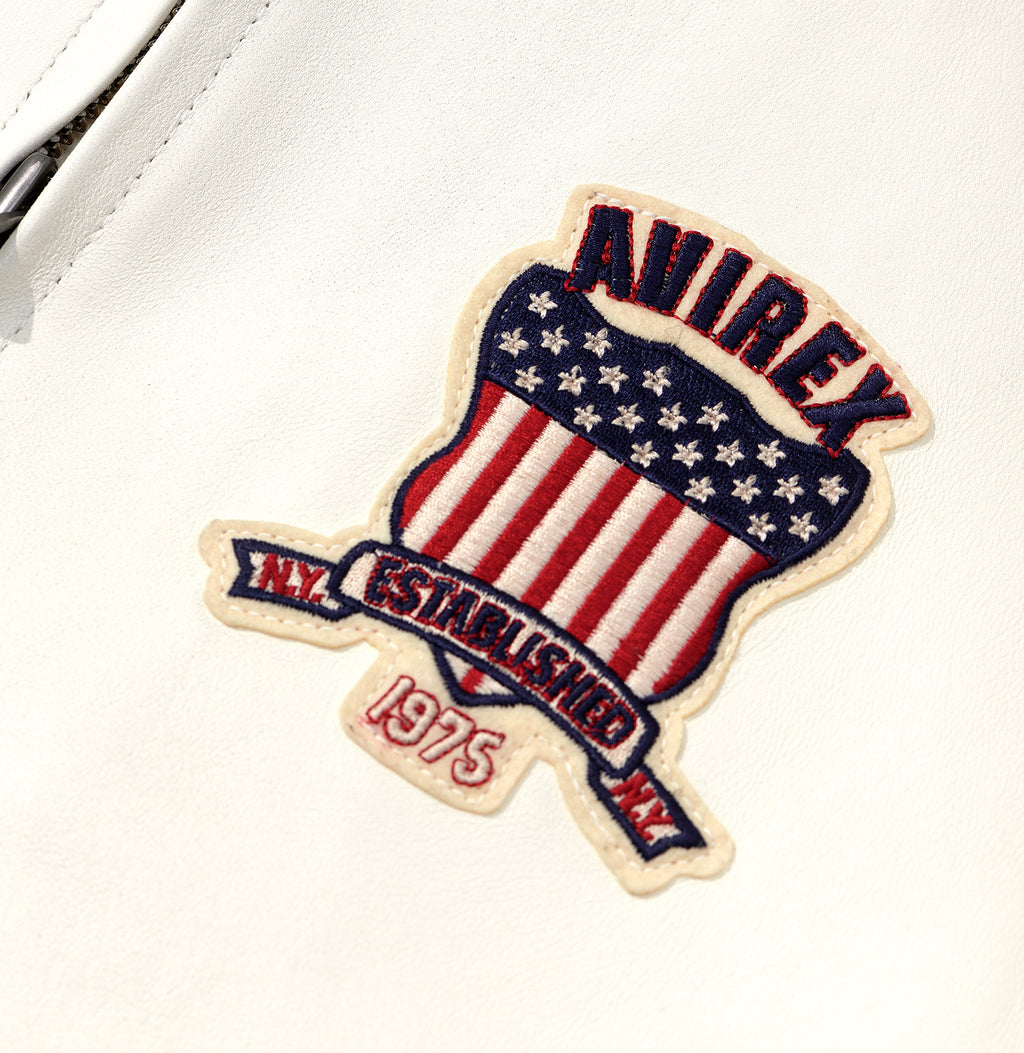 Buy Best Genuine Style White Color Avirex Leather Fashion Jackets For Sale rfxleatherofficial
