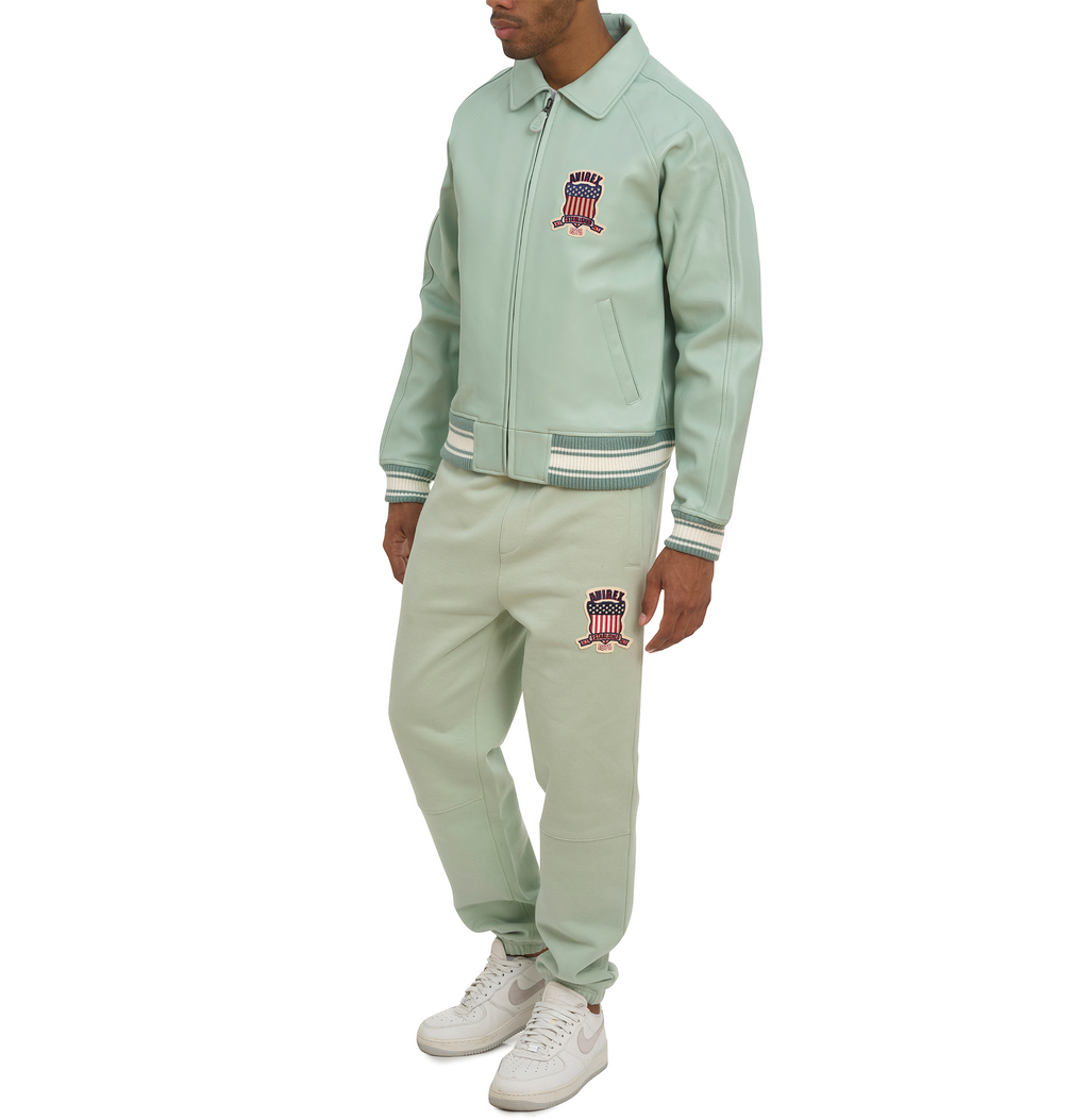 Shop Best High Sale Avirex Fashion Aviator Bomber Seafoam Leather Jackets For Sale rfxleatherofficial