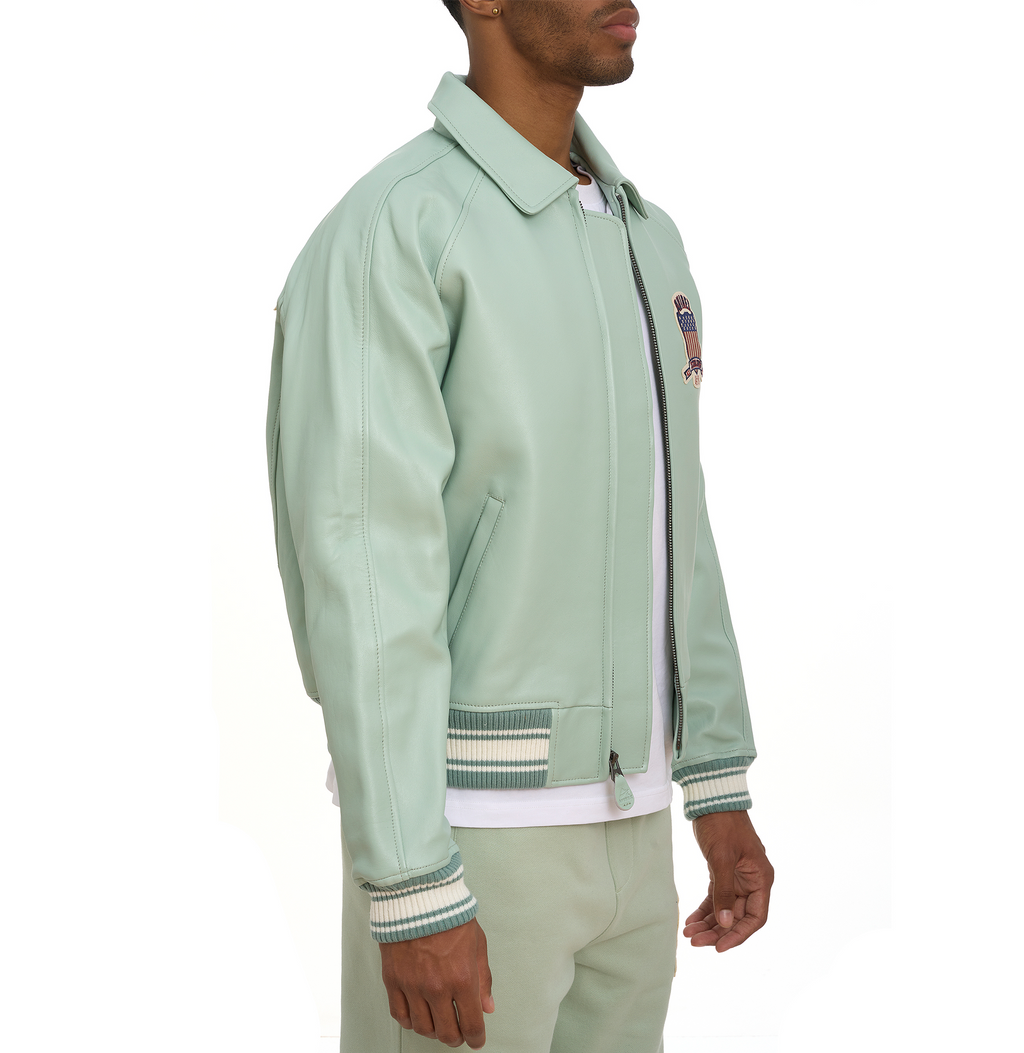 Shop Best High Sale Avirex Fashion Aviator Bomber Seafoam Leather Jackets For Sale rfxleatherofficial
