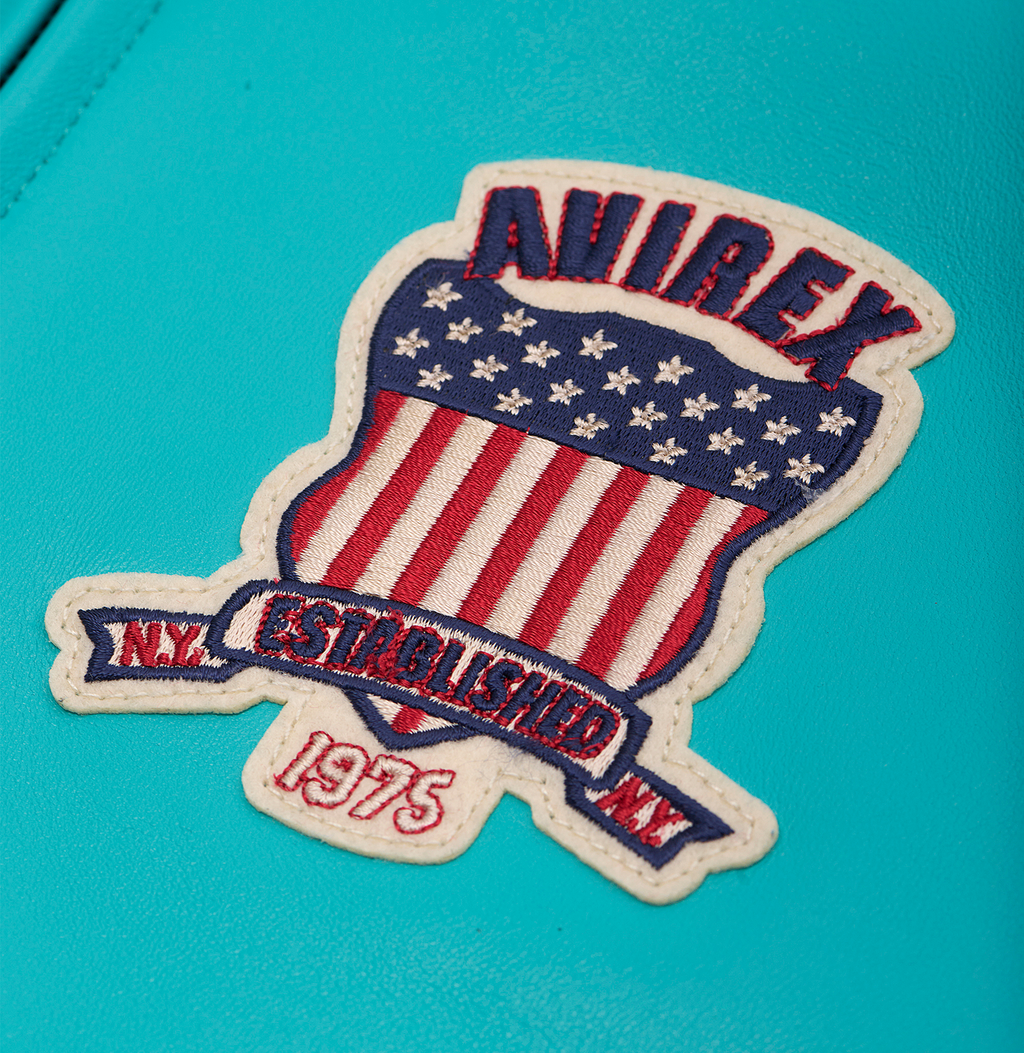 Shop Best High Sale Avirex Fashion Aviator Bomber Turquoise Leather Jackets For Sale rfxleatherofficial