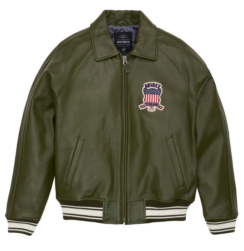 Buy Best Style Olive Leather Fashion Bomber Avirex Leather Jackets For Mens rfxleatherofficial