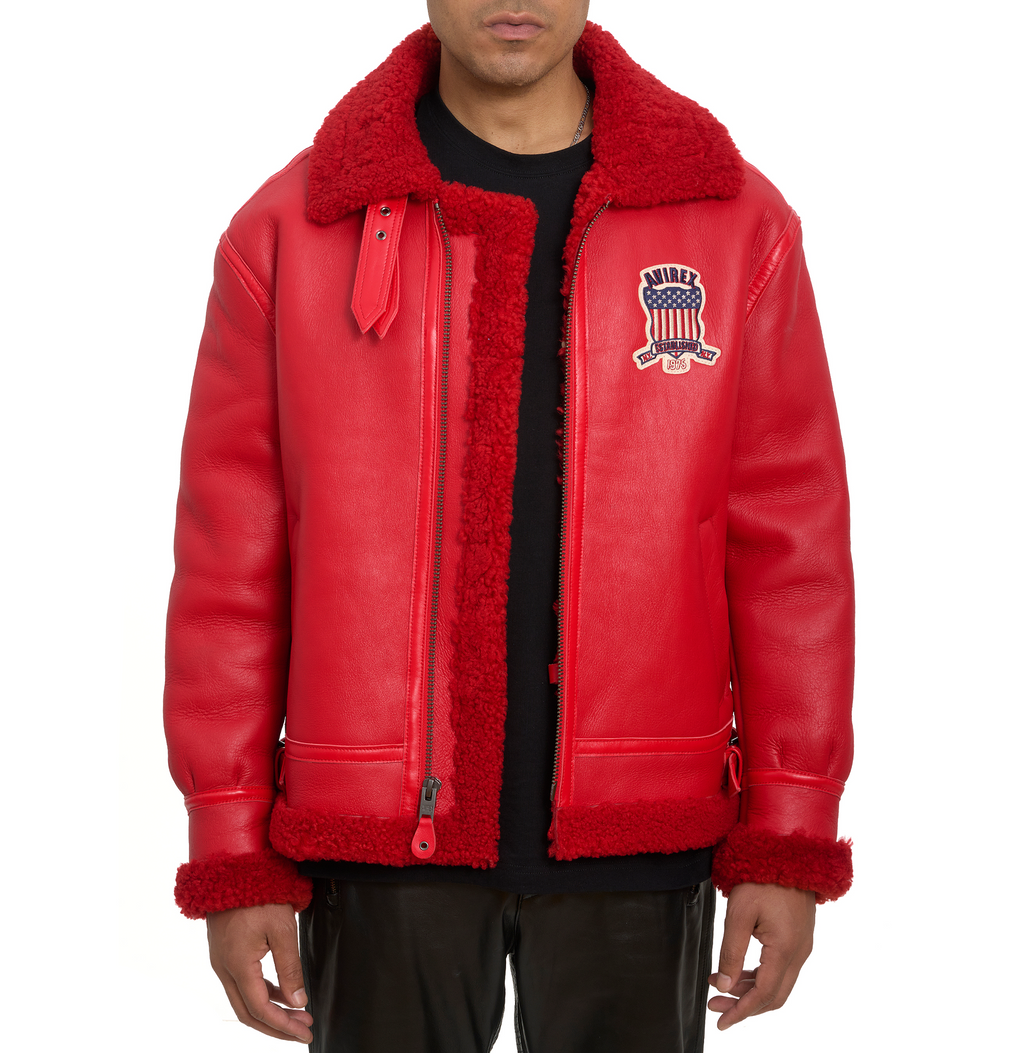 Buy the Best: Winter Avirex B3 Bomber Shearling Leather Jackets for Men – 30% Off! rfxleatherofficial