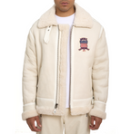 Buy Best Winter Avirex B3 Bomber Shearling Snow White Leather Jackets For Sale Mens rfxleatherofficial