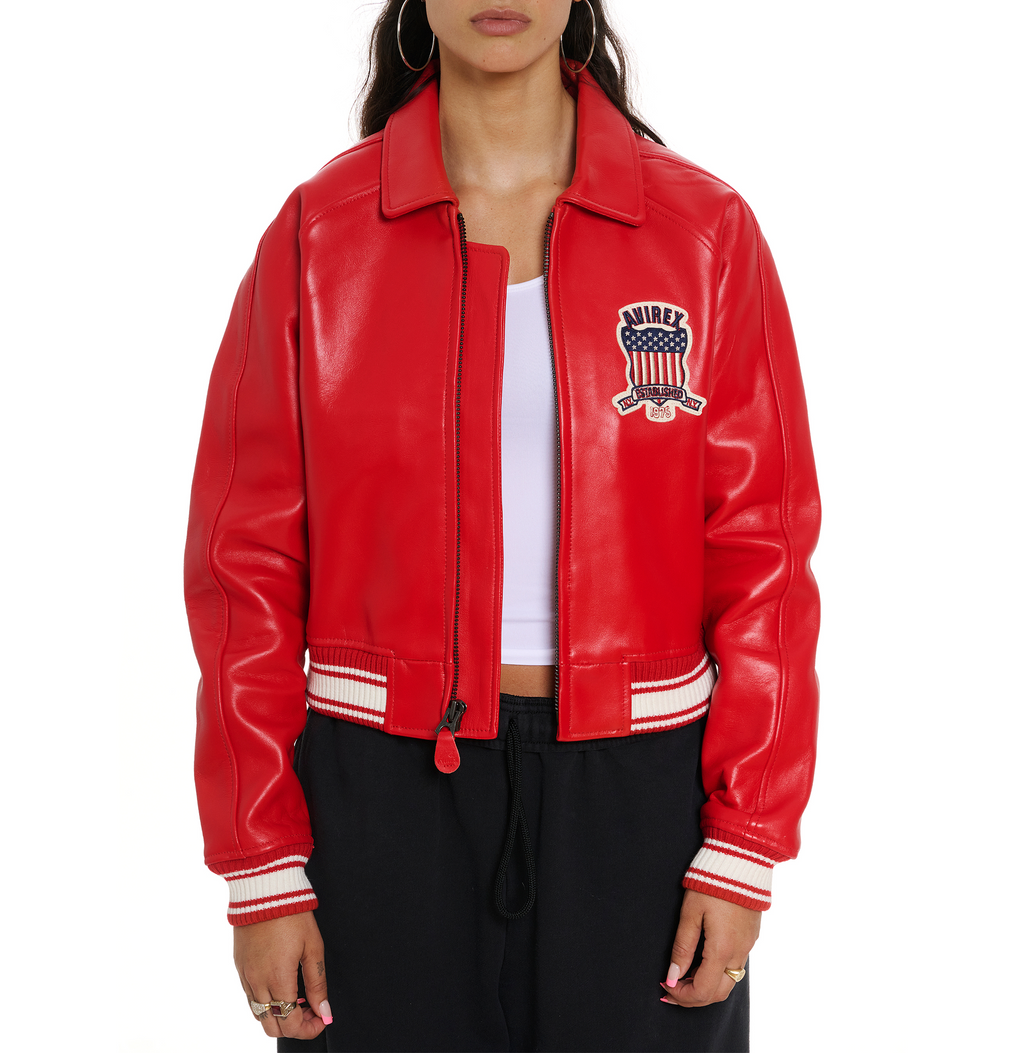 Shop Best High Quality Fashion Bomber Style Salvage Red Avirex Jackets rfxleatherofficial