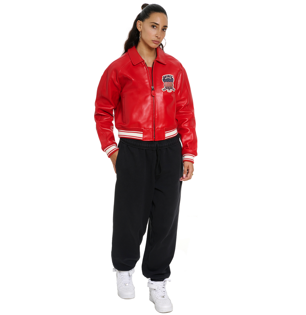 Shop Best High Quality Fashion Bomber Style Salvage Red Avirex Jackets rfxleatherofficial
