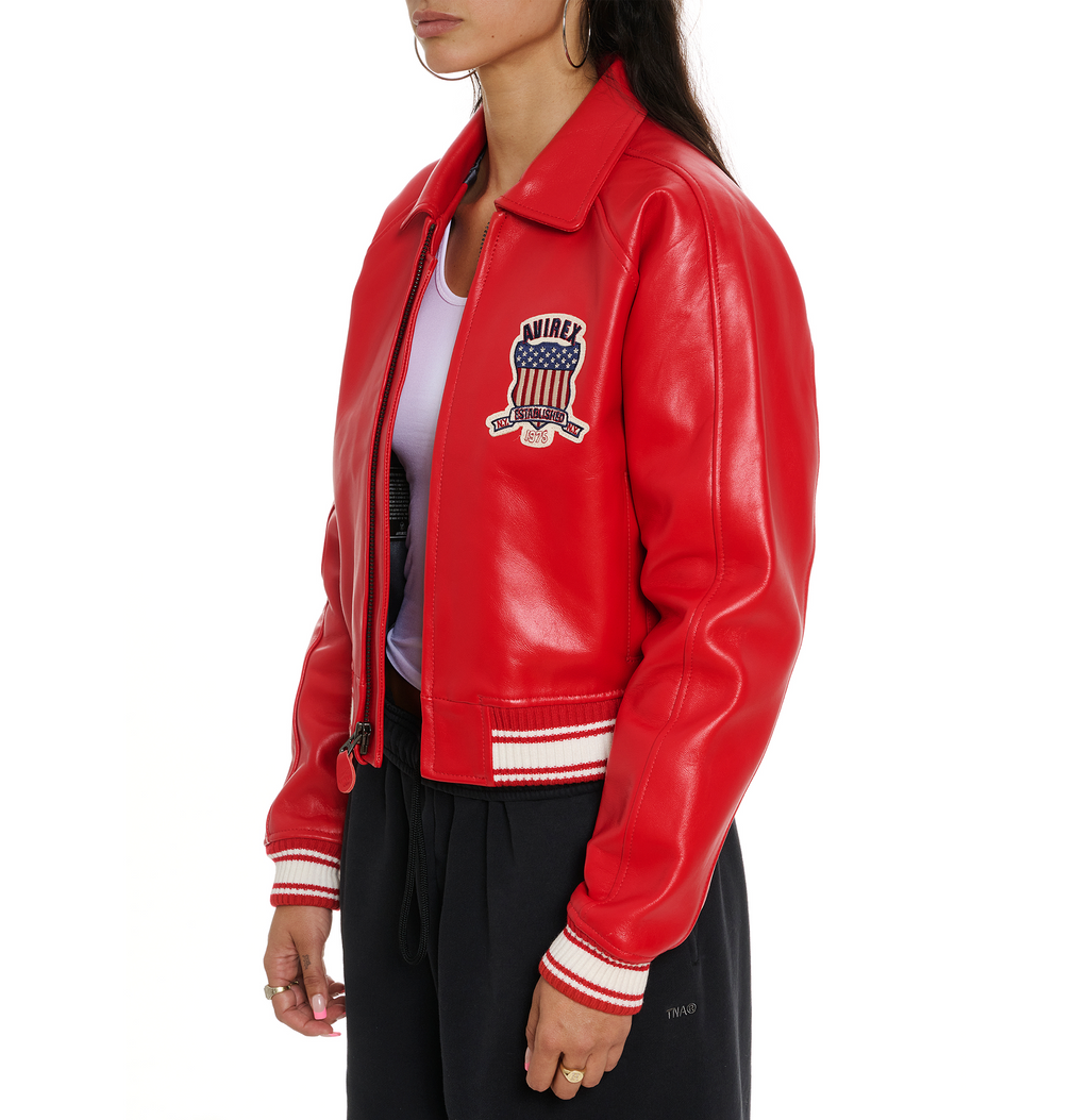 Shop Best High Quality Fashion Bomber Style Salvage Red Avirex Jackets rfxleatherofficial