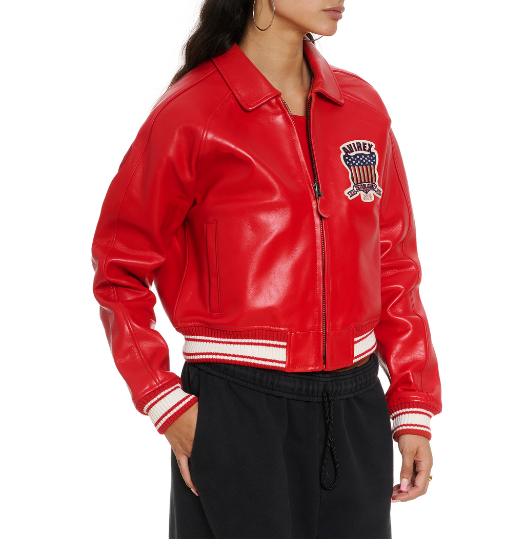 Shop Best High Quality Fashion Bomber Style Salvage Red Avirex Jackets rfxleatherofficial