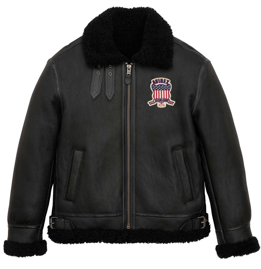 Avirex B3 Shearling Jacket Iconic Black Leather Hot Sale rfxleatherofficial