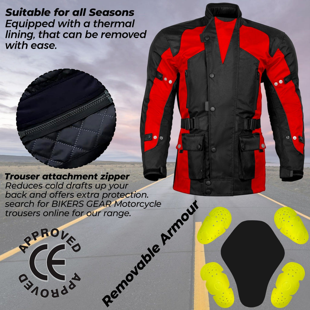 BGA Avalanche Water Resistant Textile Jacket Red Black