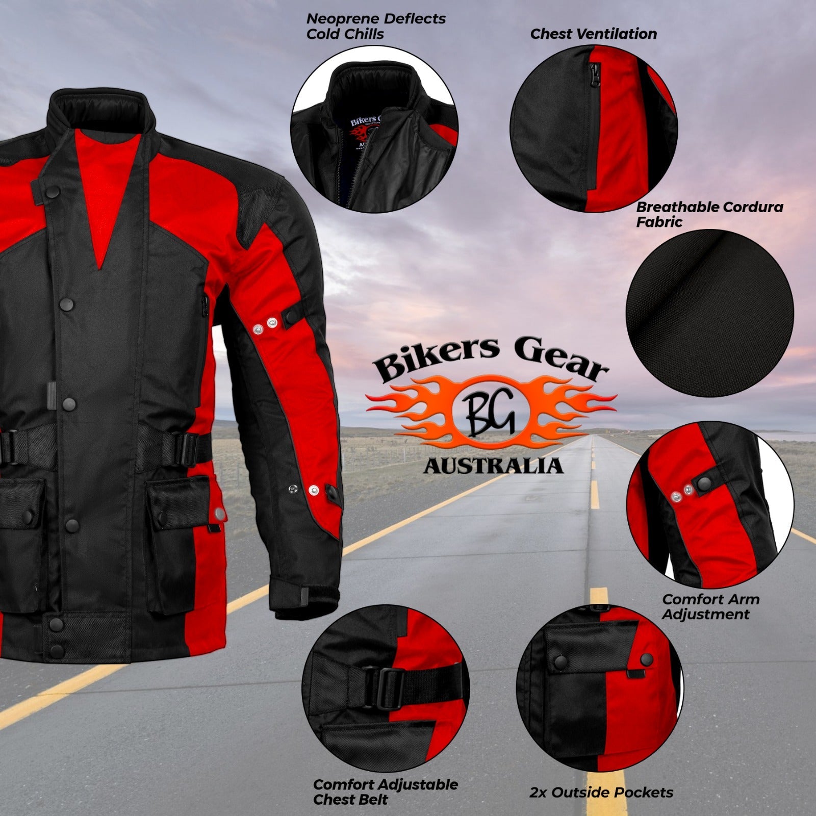 BGA Avalanche Water Resistant Textile Jacket Red Black