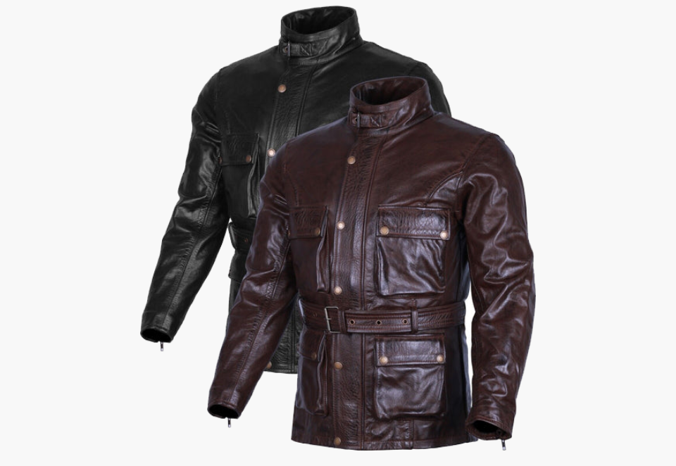 BGA Trail Master Vintage Waxed Leather Touring Jacket Long Coat