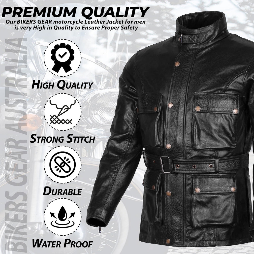 BGA Trail Master Vintage Waxed Leather Touring Jacket Long Coat