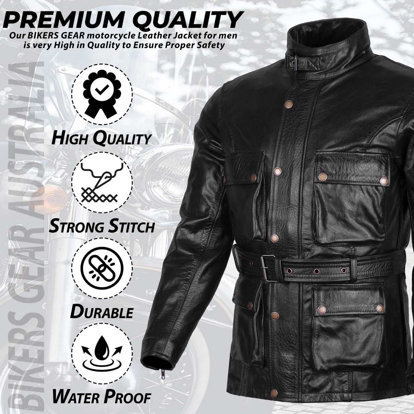 BGA Trail Master Vintage Waxed Leather Touring Jacket Long Coat