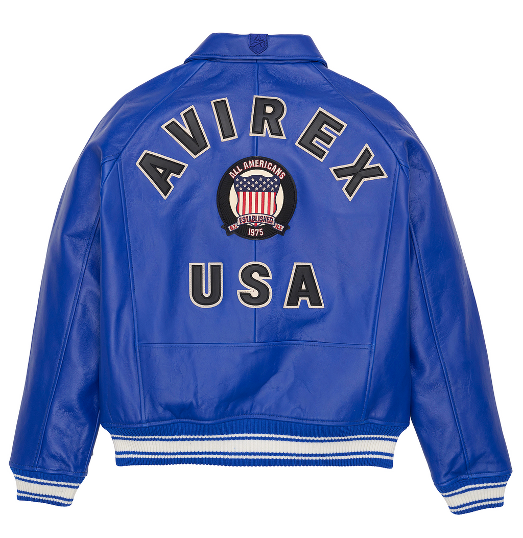 Shop Genuine Avirex Cobalt Leather Bomber Jackets – sale rfxleatherofficial