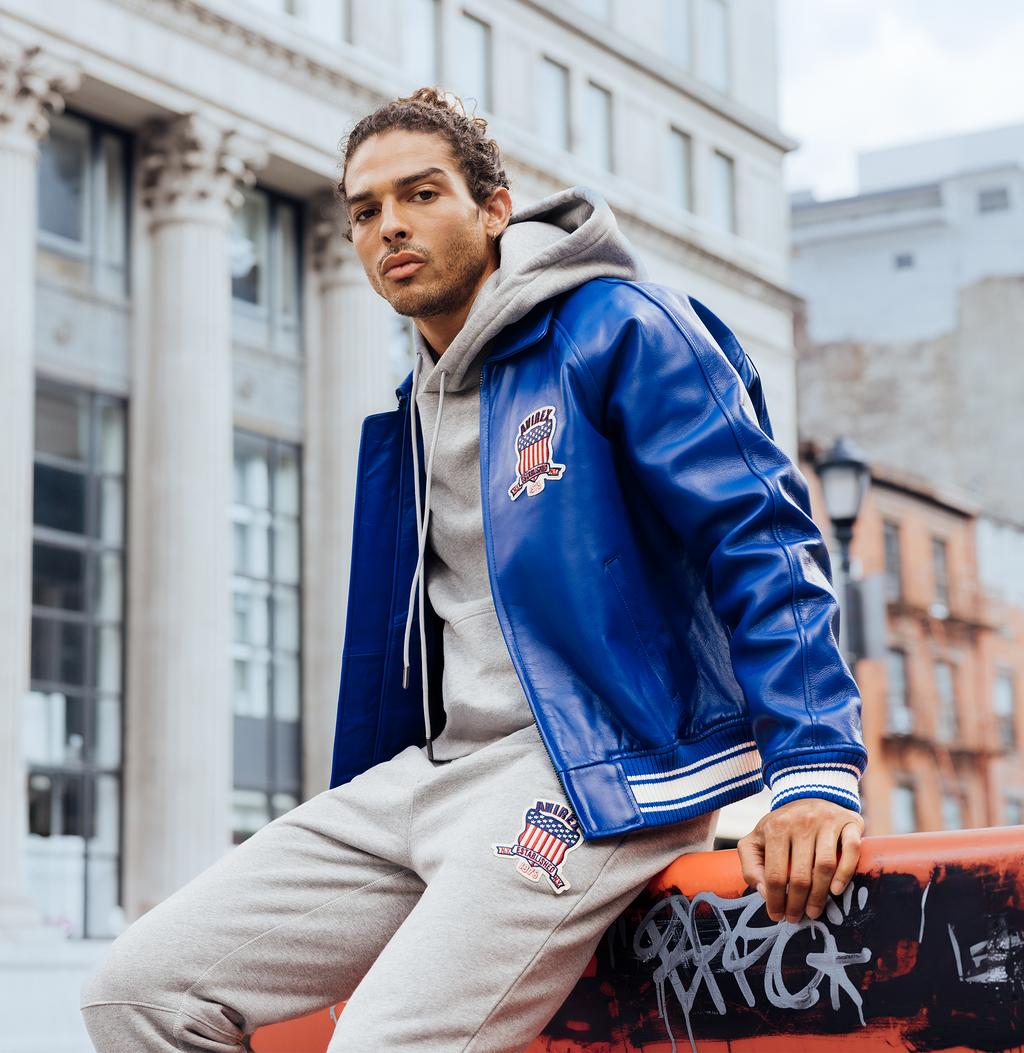 Shop Genuine Avirex Cobalt Leather Bomber Jackets – sale rfxleatherofficial