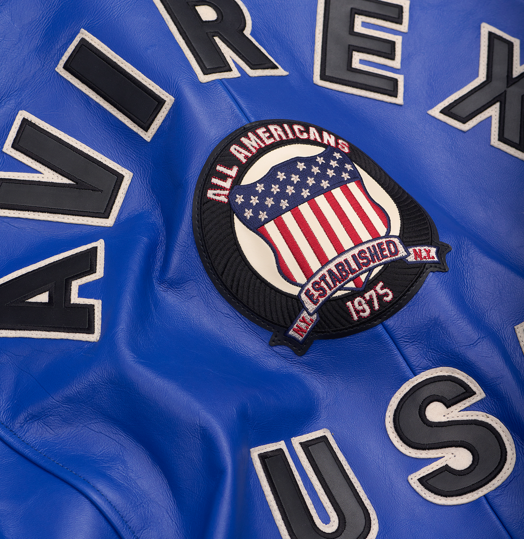 Shop Genuine Avirex Cobalt Leather Bomber Jackets – sale rfxleatherofficial