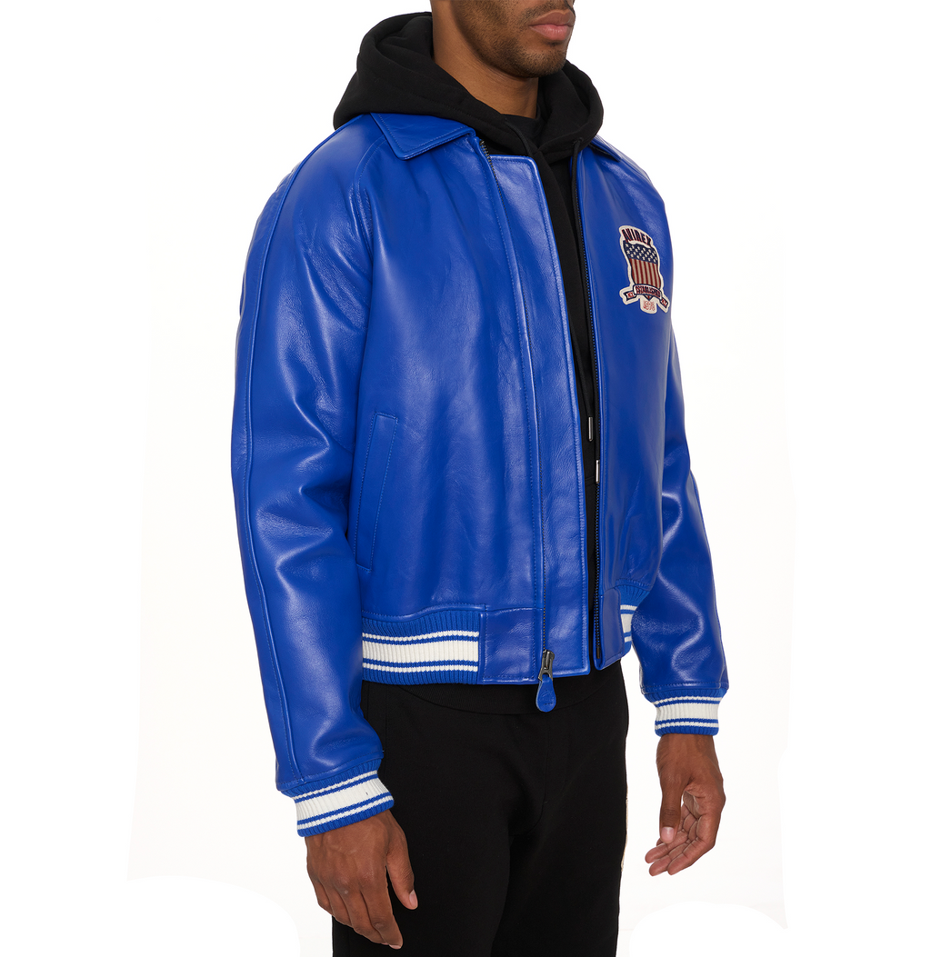 Shop Genuine Avirex Cobalt Leather Bomber Jackets – sale rfxleatherofficial