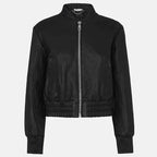 Women’s Black Leather Bomber Jacket 3A MOTO LEATHER